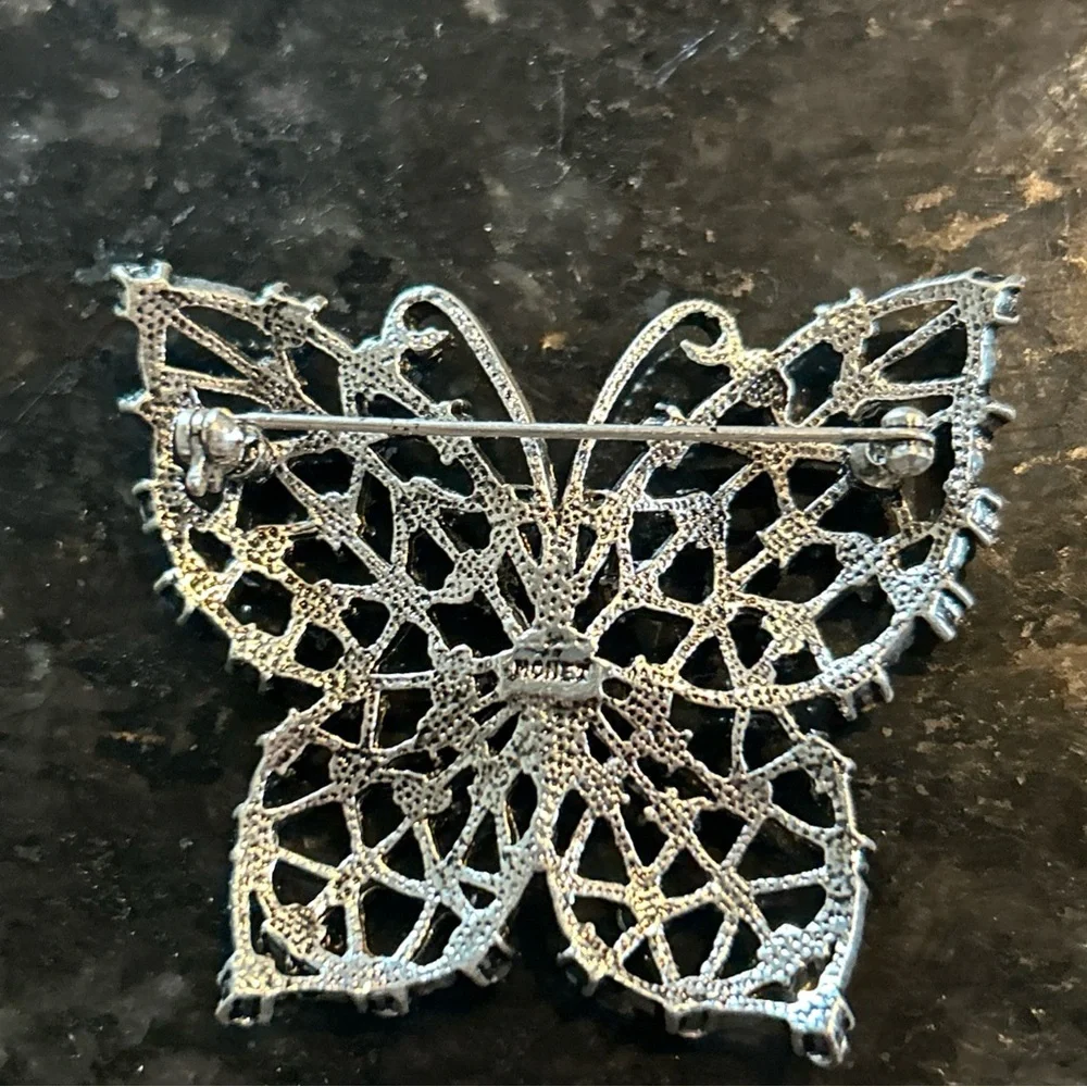 Monet Silver‎ and Blue Butterfly Brooch